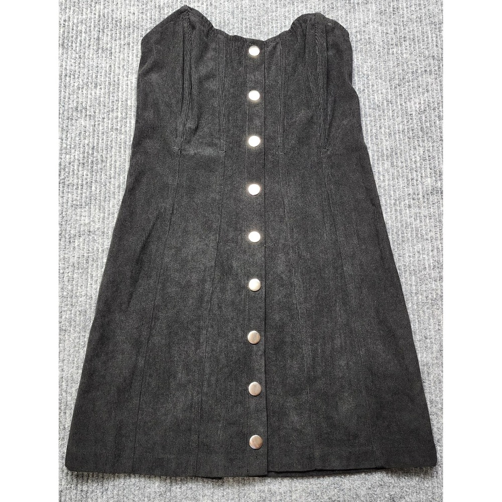 Urban Outfitters Cali black corduroy bustier mini dress strapless Medium